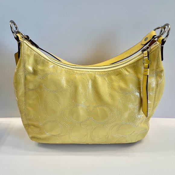 Coach Vintage Signature Hobo /Crossbody Patent Leather in Soft Yellow - Picture 6 of 14